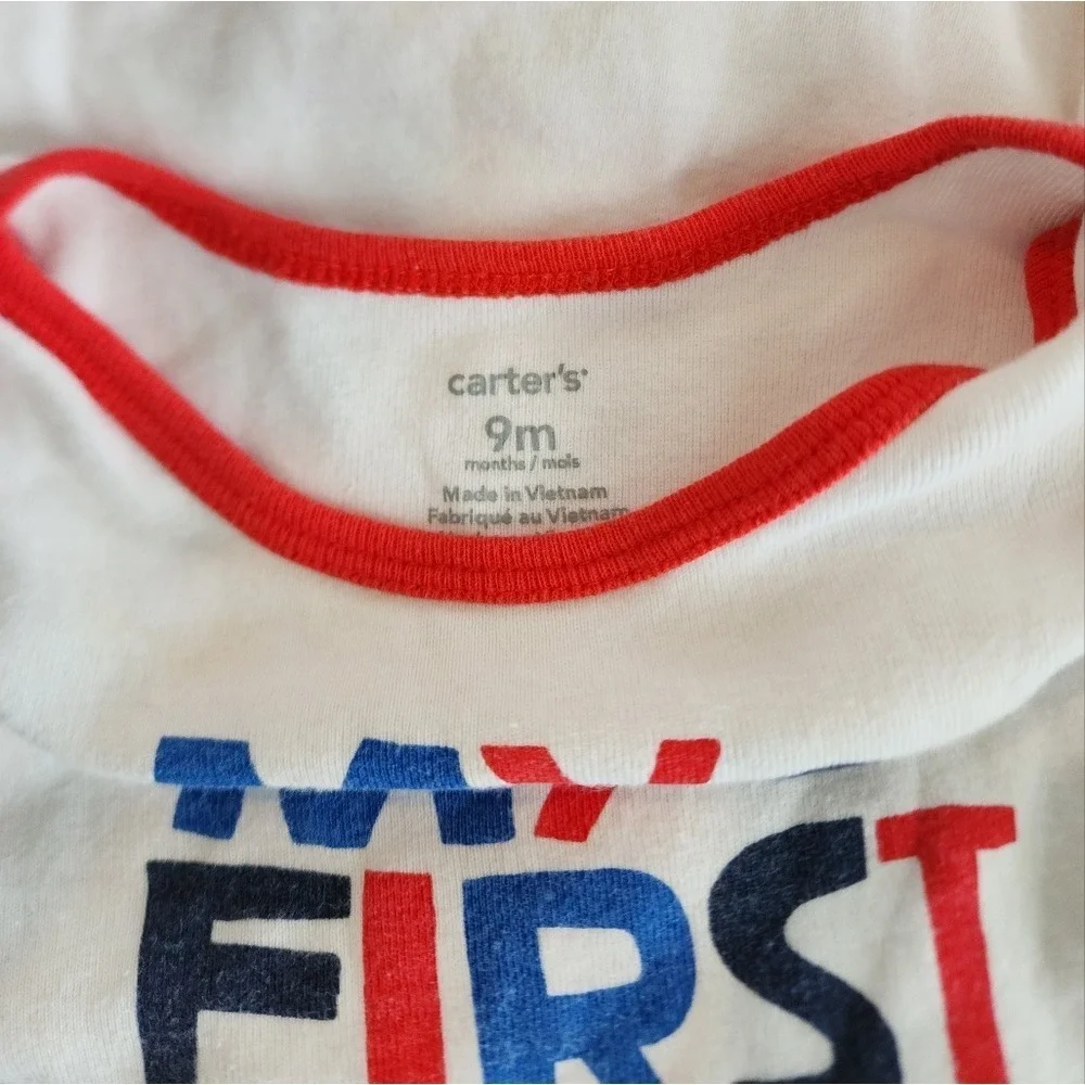 Kid's 9m Carter's‎ white fouth of July onesie patriotic Heroic Holiday America